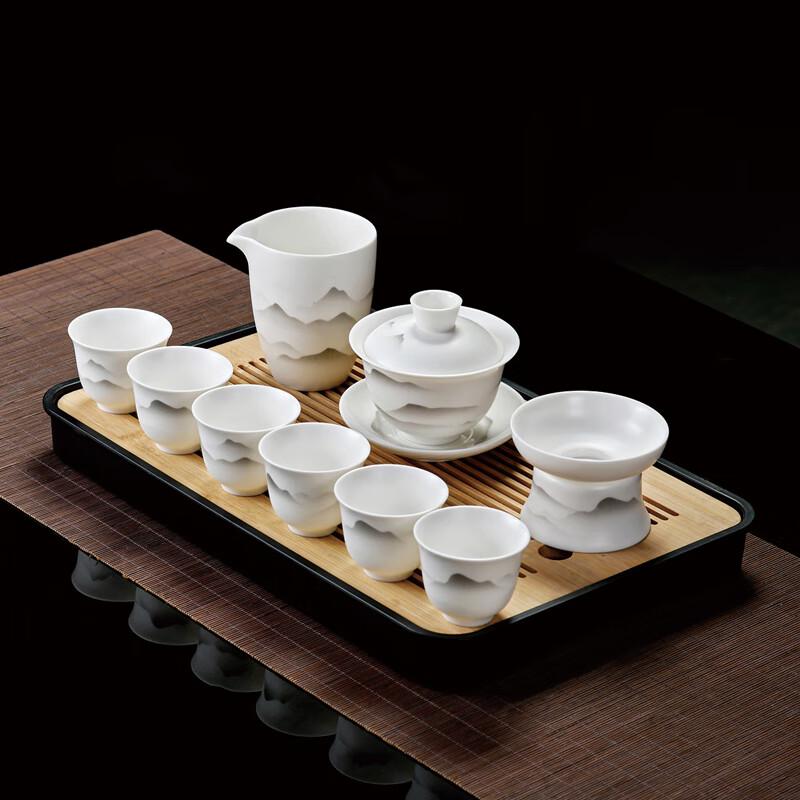 Lainuo Ink Landscape Mutton Fat Jade Porcelain Tea Set
