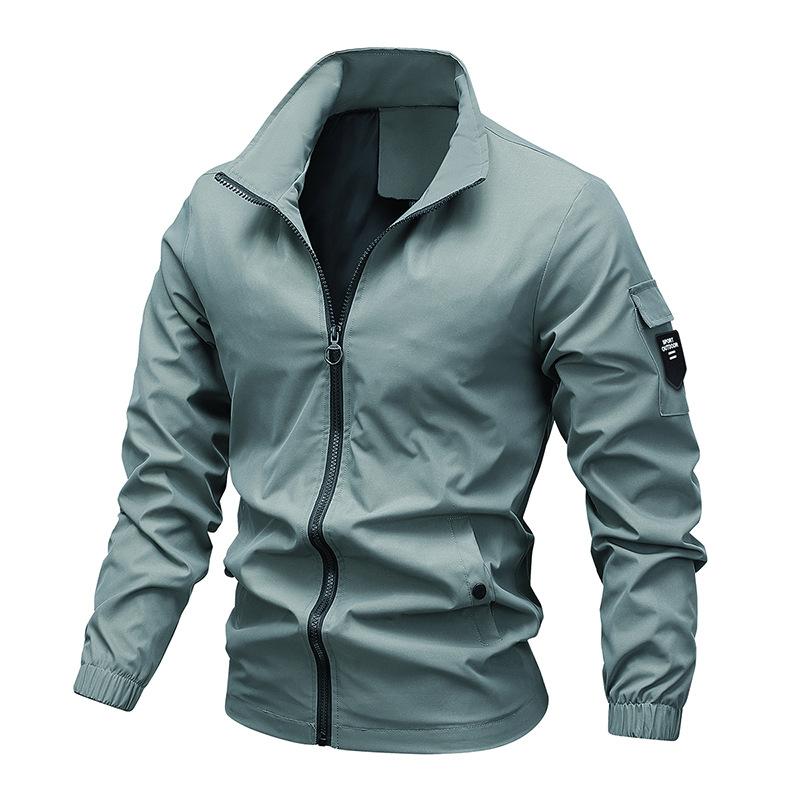 Jacket Men's Spring and Autumn New Stand-up Collar Middle-aged Men Wear Long-sleeved Jackets Versatile Casual Trendy Fashion Men's Clothing