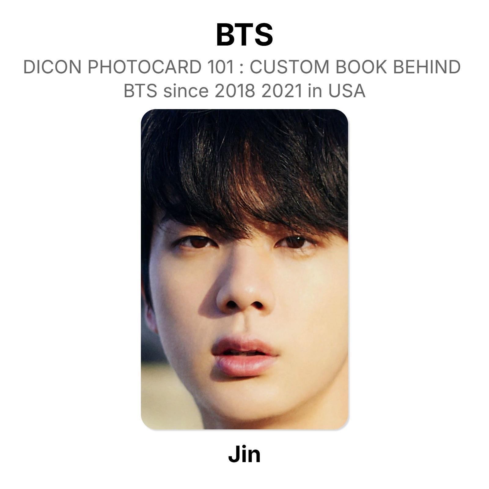 BTS DICON ФОТОКАРТОЧКА 101 : КАСТОМНАЯ КНИГА ПОСЛЕ BTS с 2018 по 2021 год в США Официальная фотокарточка Jin
