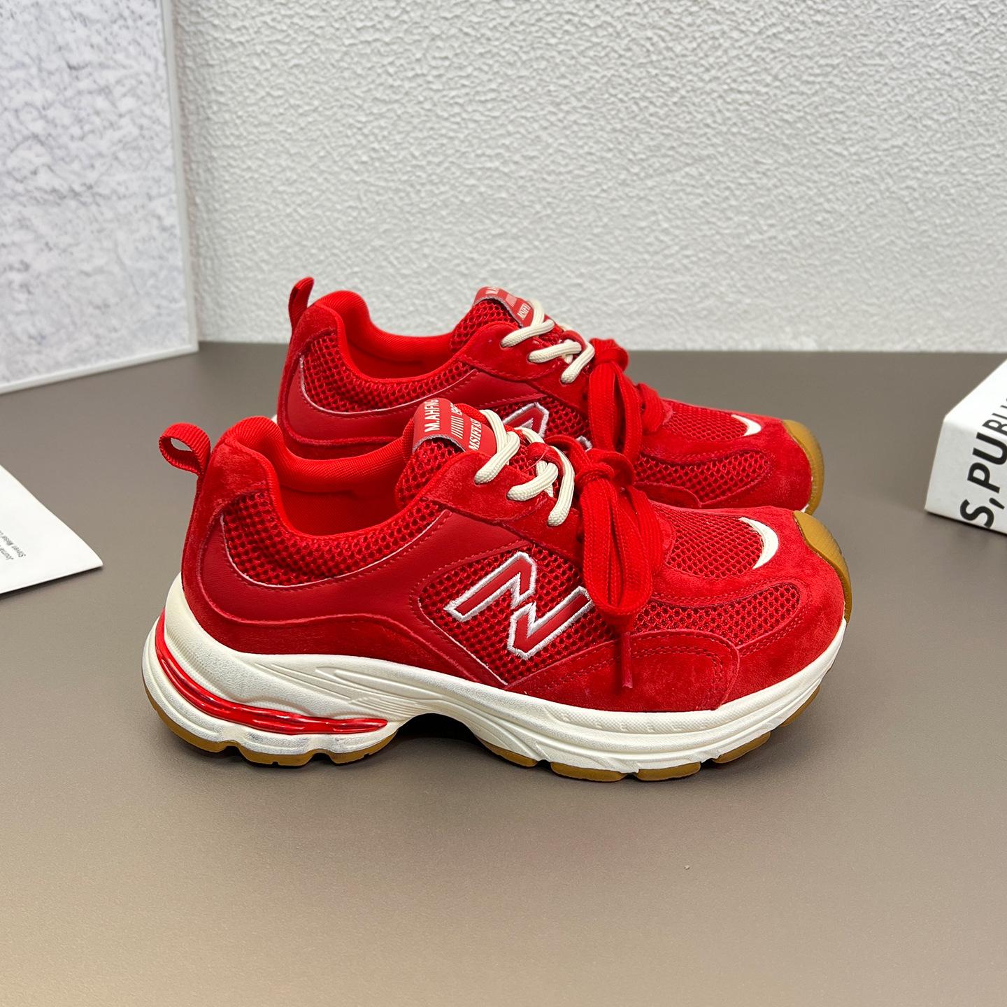 

Paris retro platform dad shoes women s 2025 new mesh breathable small height increase sports and leisure shoes 40 красный