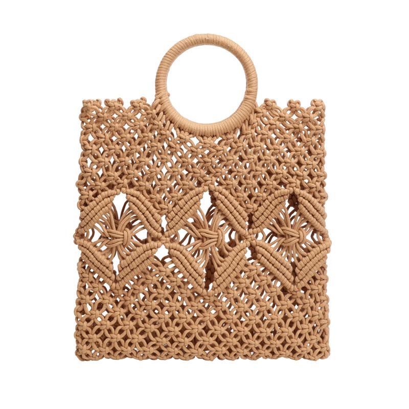 New Braid Solid Color Hollow Out Large Capacity Knit Top-Handle Bags Hot Sale Fashion Versatile Handbag for Beach & Daily Use