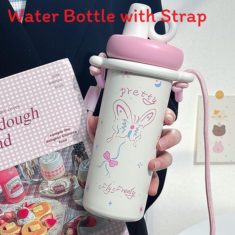 

Original Butterfly Insulated Tumbler With Carry Strap For Office And Travel Pink Butterfly