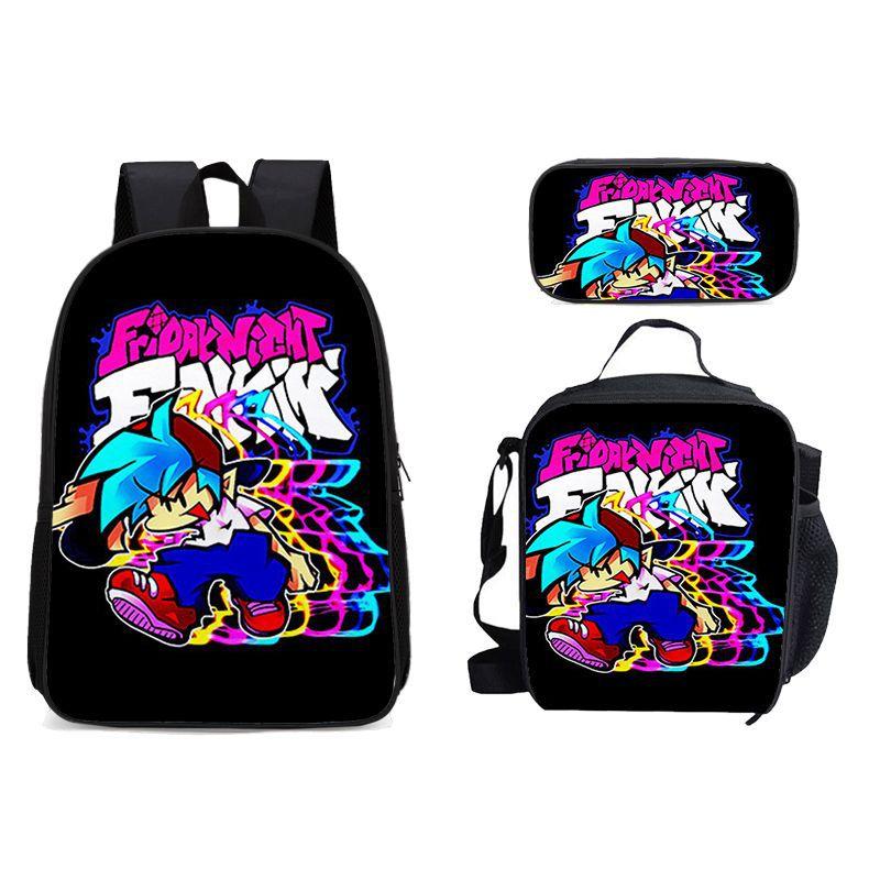 New Friday Night Funkin Backpack Three Piece Set Black Friday Korean Version Student Backpack Ice Pack Pencil Case Dropshipping