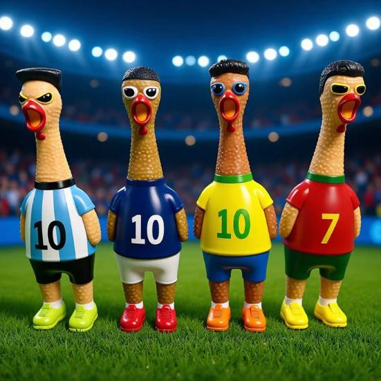 1/2Pcs Football Theme Screaming Chicken Toy, Stress Relief Cartoon Football Star Chick Squeeze Toy, Game Day Cheer Gift for Soccer Fans