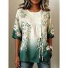 Women's printed lace-up short-sleeved blouse, fashionable and versatile, comfortable and skin-friendly, machine washable.