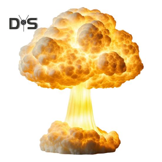 3D Mushroom Cloud Lamp Handmade Nuclear Blast Desk Lamp Lighted Mushroom Cloud Decoration Night Light for Home Desk Bedside Table