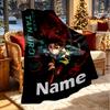 Custom Name Personalized Demon Slayer Print Blanket, Home Decor, Bedroom, Sofa, Camping, Couch, Gifts for Birthday Christmas