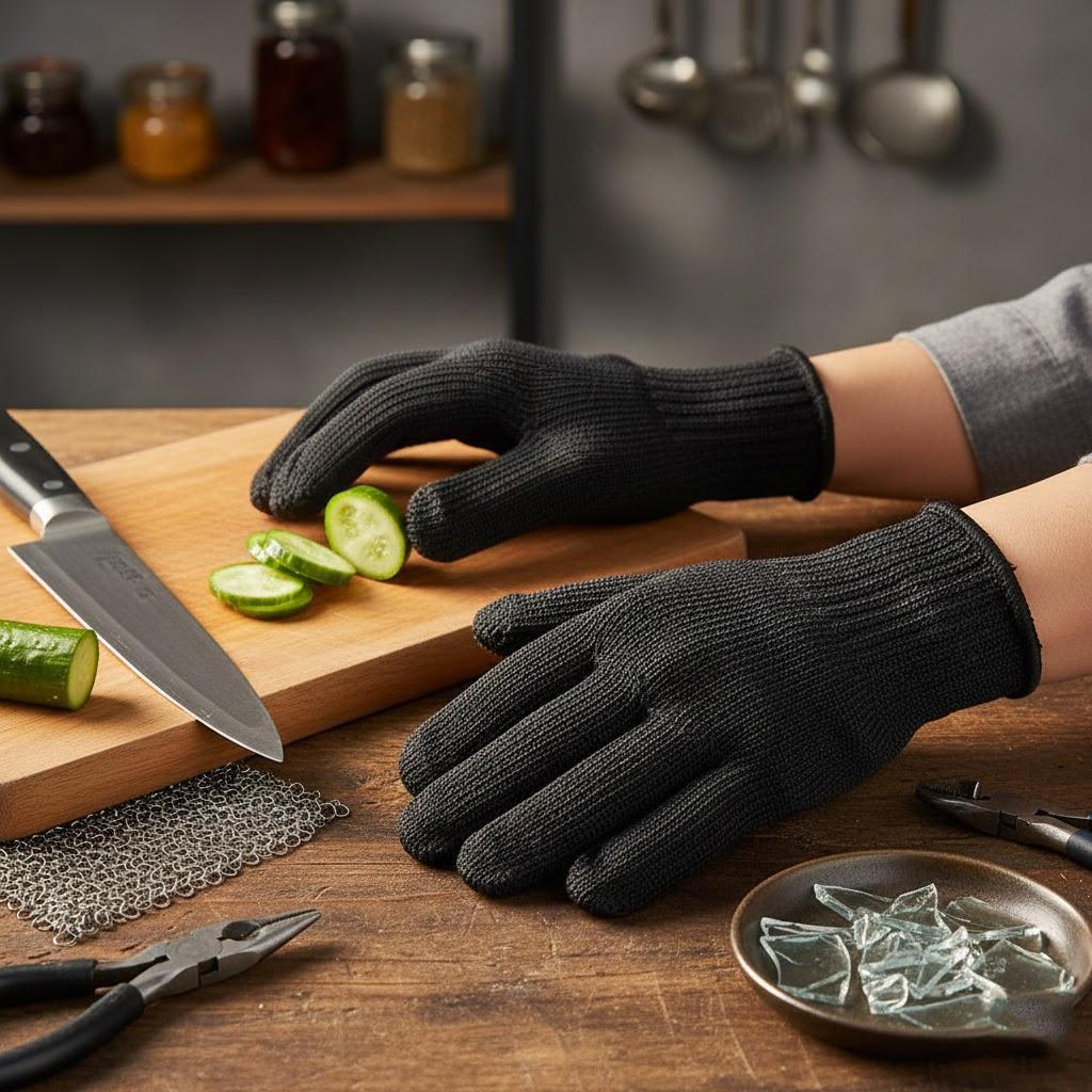 1 Pair Anti Cut Labor Protection Gloves Safety Self Defense Cutting Metal Mesh Butcher Anti Cut Breathable Protection Gloves