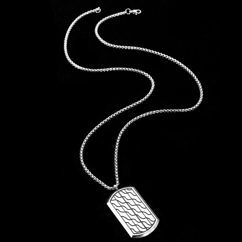 European and American New Military Brand Stripe Pendant Titanium Steel Necklace Men's Chain Jewelry