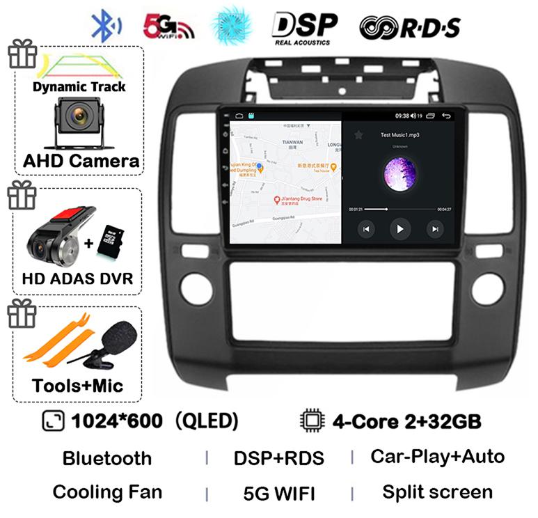 Android 14 Carplay Auto Car Radio For Nissan Navara 3 D40 2004 2005 2006 2007 2008-2010 Multimedia Player GPS 4G WIFI 360 Camera