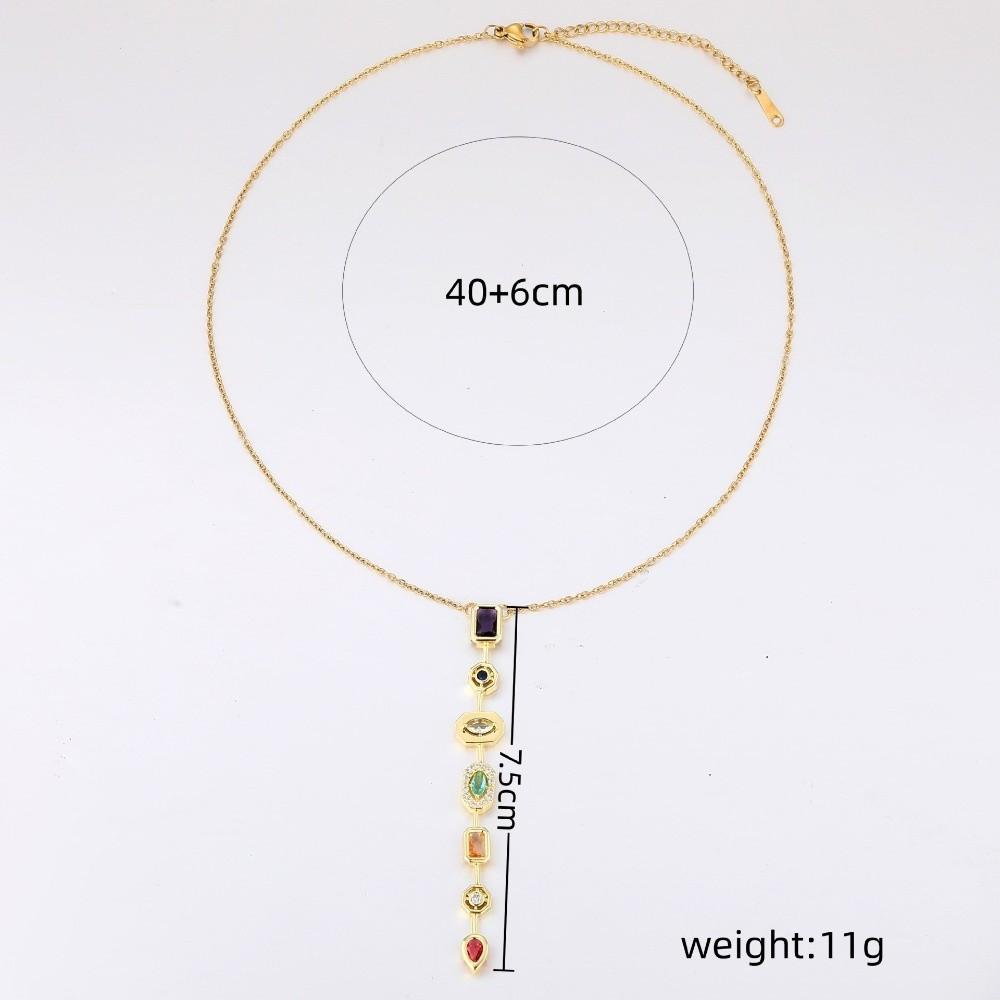 Colorful Zircon Collarbone Chain Irregular Crystal Long Tassel Necklace  Jewelry Accessories