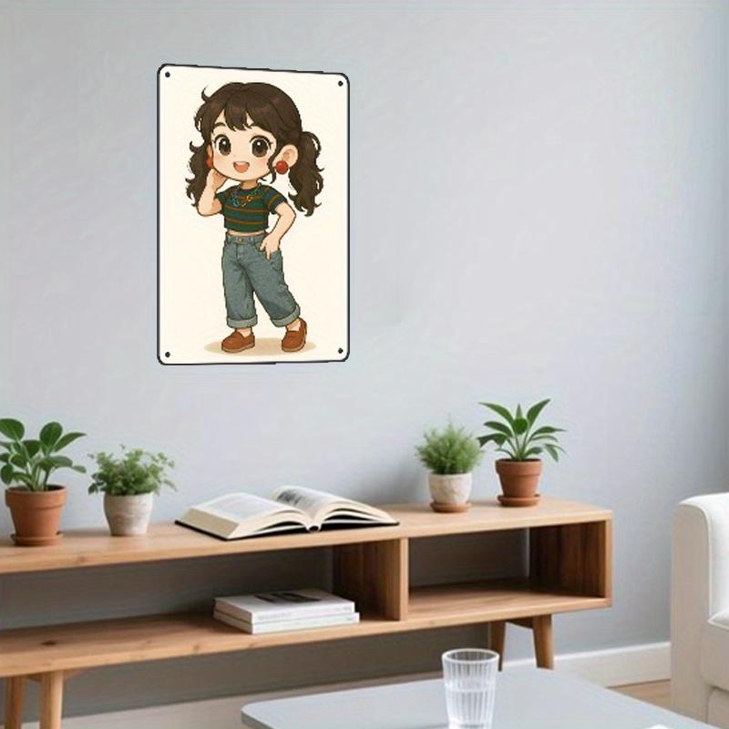 Custom Photo to Cartoon Metal Tin Sign xcm Personalized Chibi Style Wall Art Decor Other Metals