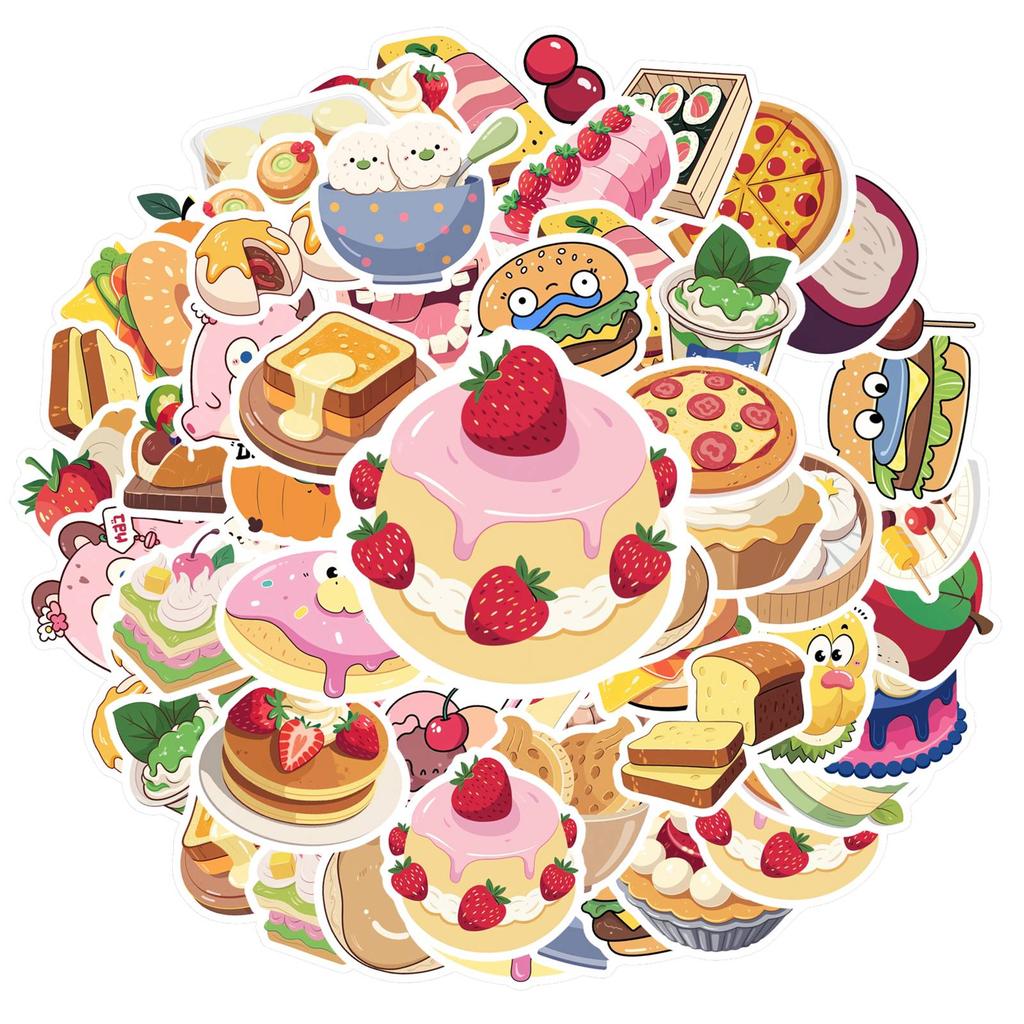 35pcs-50pcs Cartoon Cartoon Stickers Playful Dessert DIY Stickers Funny Stickers For DIY Phone Laptop Scrapbook Bike DIY Phone