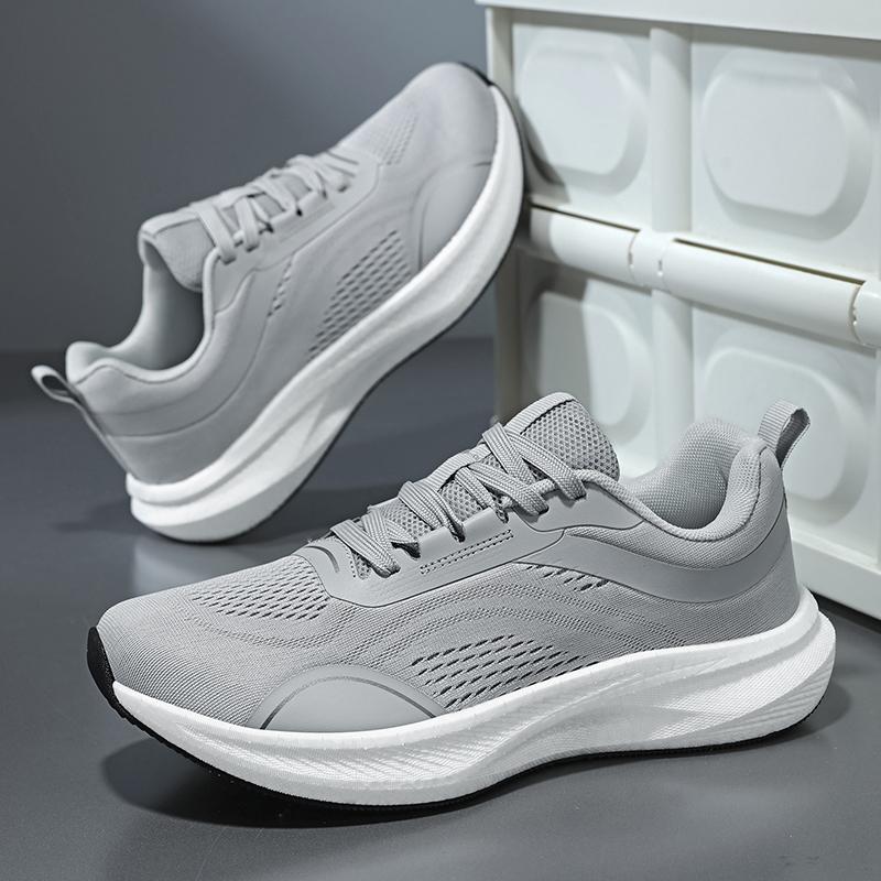 MenBlackWhiteMesh Running Sneakers Light Foam Wave Cushion Sole Breathable Non Slip Outdoor Daily Jogging Walking Athletic Shoes