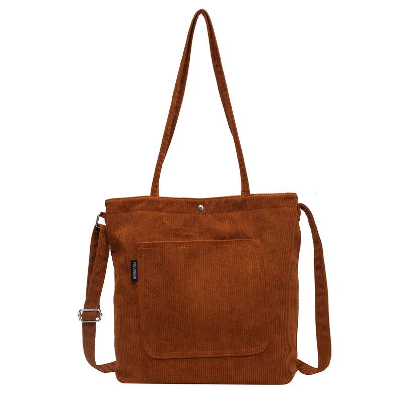 

Вельветовая женская большая сумка большой вместимости, сумка на плечо, вельветовая женская сумка коричневый