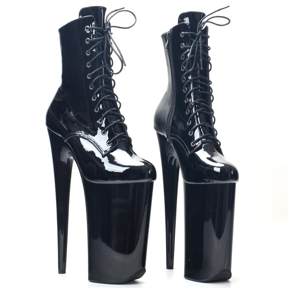 10" Heel And 6 3/4"(26CM) Platform Extreme High top Heels Pole Dancing Lace up Ankle In Stock Foot Protection