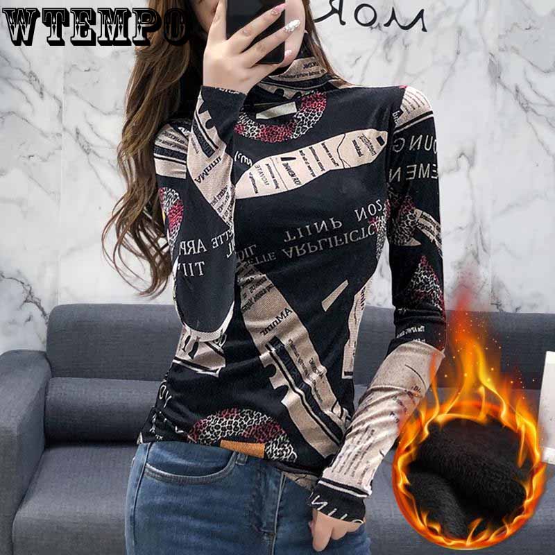 

Женский пуловер с водолазкой с принтом, теплый бархатный мягкий женский джемпер с длинными рукавами