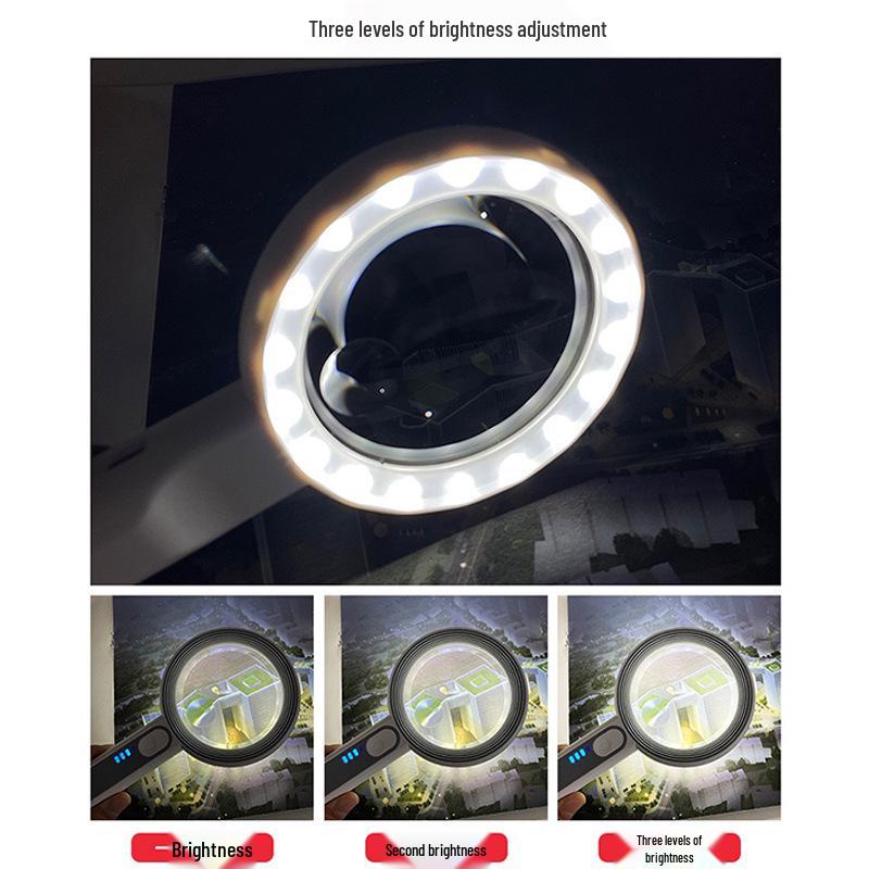 Sank Adjustable Lighted Magnifying Glass - High Magnification, Hardened Lens, Touch Switch, 5 Sizes