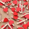Kisangel 50pcs Mini Heart- Shaped Wooden Clips DIY Craft Clips Photo Paper Pegs for Photos Cards Paintings Scrapbookings Wedding Valentines Day Decor