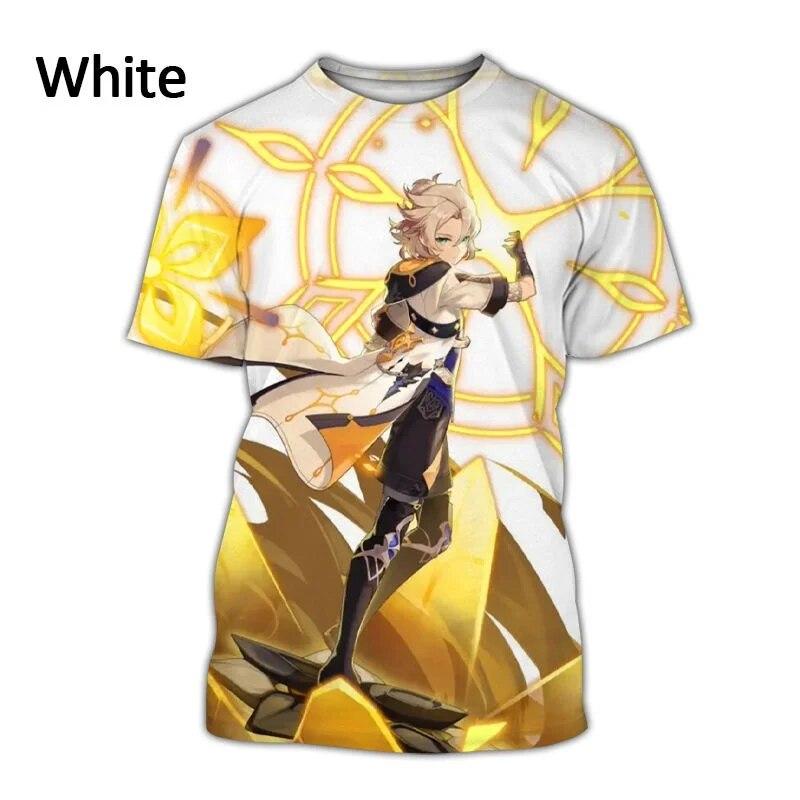 Summer Genshin Impact 3D Printed T-shirt Men's and Women's Anime Shirts Casual Fashion Cool Round Neck Short-sleeved Shirt