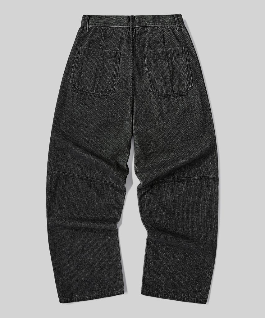 Beodeonteu Corduroy Cut-Out Layered Pants [Black]
