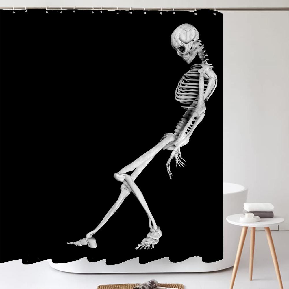Funny Skull Skeleton Halloween Printed Shower Curtain Bathroom Curtains Home Decor Waterproof Polyester Fabric With Hooks