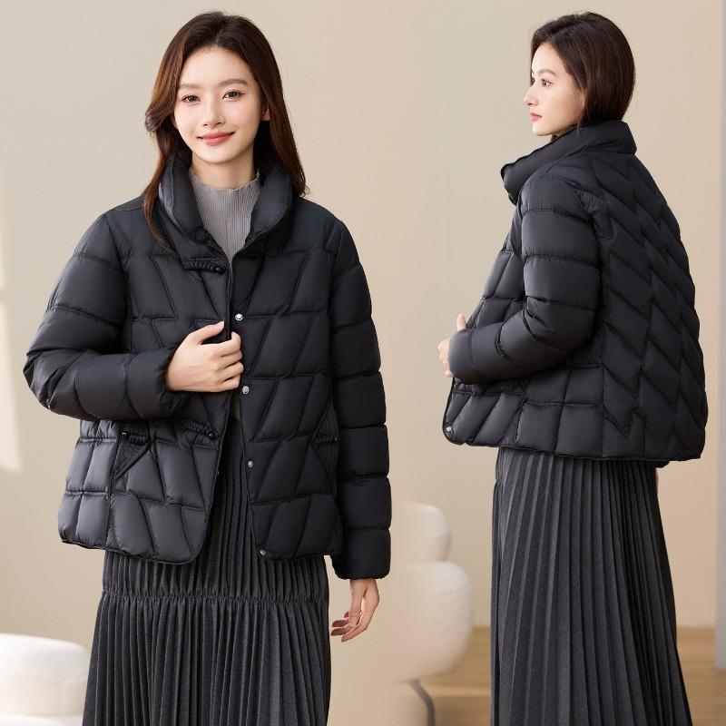 New multi-color stand-up collar short down cotton clothes women's fashion warm temperament design sense thick coat