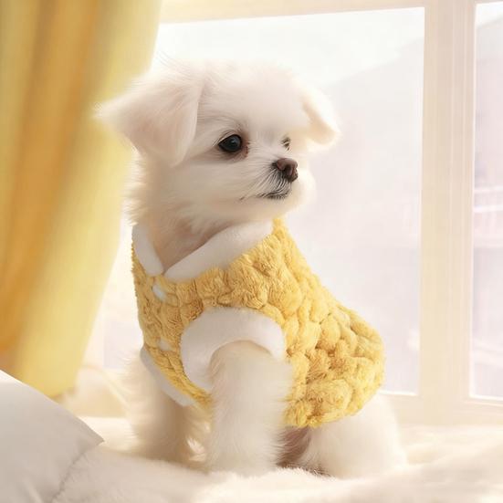 Fluffy Cat Shirt Cute Warm Pet Apparel with D-ring Kittens Cartoon Winter Coat for Small Dogs Puppies Daily Wear Costume Party