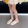 Fashion 2025 New Women Flat Sandals Mesh Knit Hollow Braided Summer Breathable Non Slip Slip-On Dressy Casual Vacation Slides Slippers