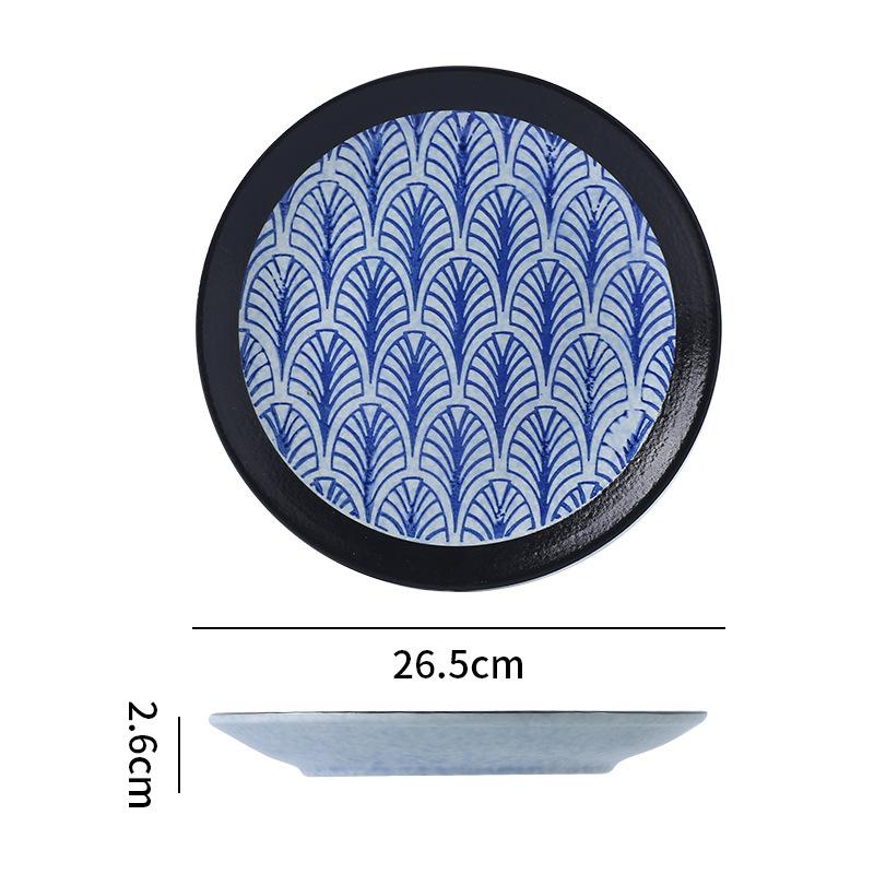 Japanese Classic Blue Pattern Tableware Hotel Style Western Food Plate Deep Plate Household High Value Shallow Plate Ceramic Disc