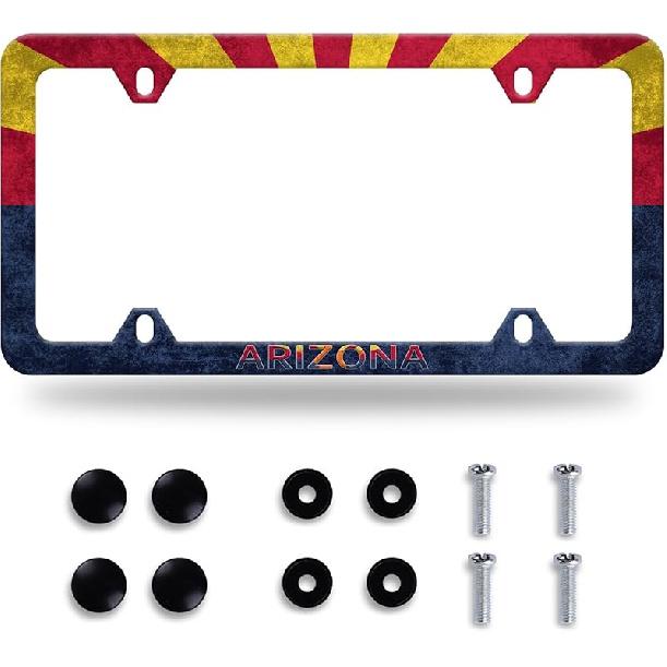 Daisy Flower License Plate Frame Beautiful Floral License Plate Stainless Steel Auto Parts Funny License Plate Decorative With Screws Size 12.3" X