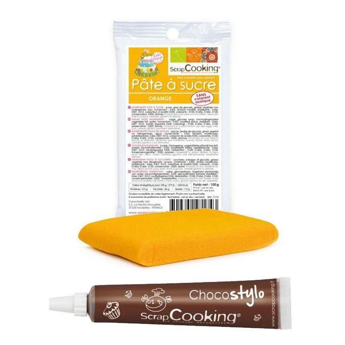 Stylo chocolat + Pâte à sucre orange 100 g
