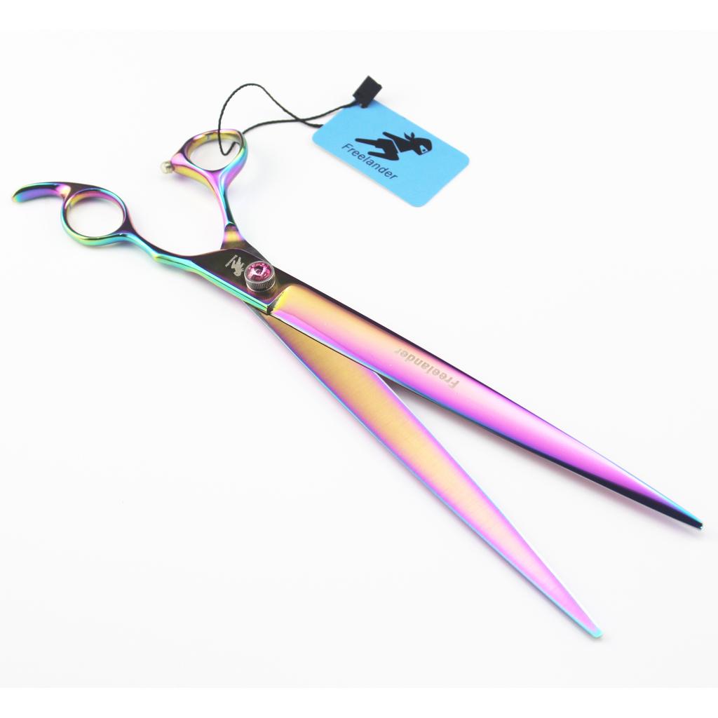 440C 10-Inch Pet Scissors, Color, Hand Shape, Straight Scissors, Pet Grooming Scissors, Foreign Trade Goods, Free Leather Bags.