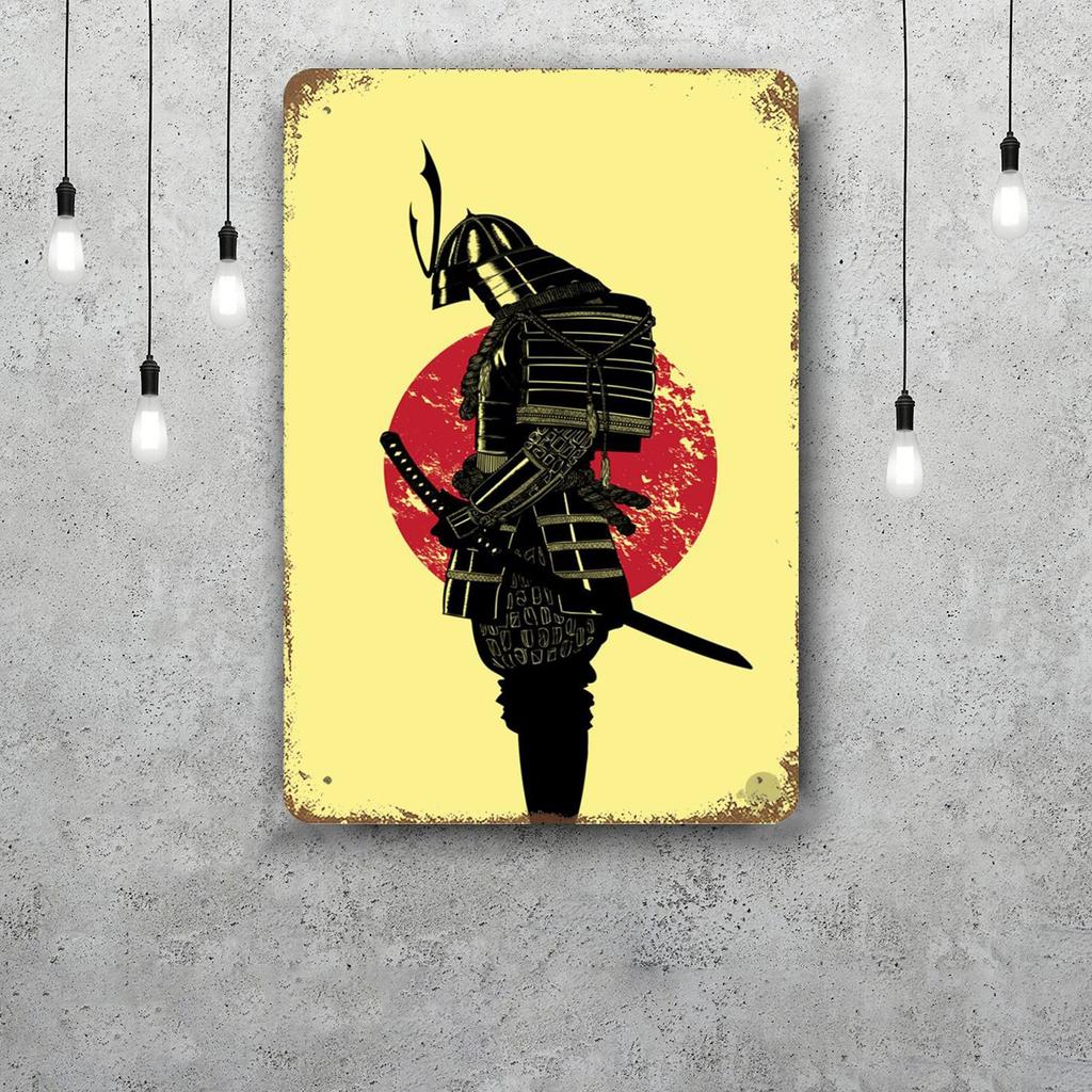 Samurai Warrior Vintage Metal Tin Signs Posters Decor Retro Metal Plaque Wall Art Decor for Garage Bar