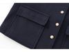 Navy-Style Gold Button High-Waisted Autumn Jacket for Women
