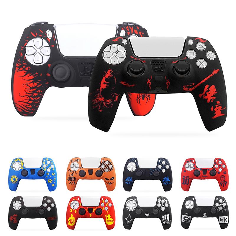 1Pcs Water Transfer Doodle Silicone Protective Cover Case For Sony Playstation 5 Ps5 Controller Gamepad Spider Silicone Case