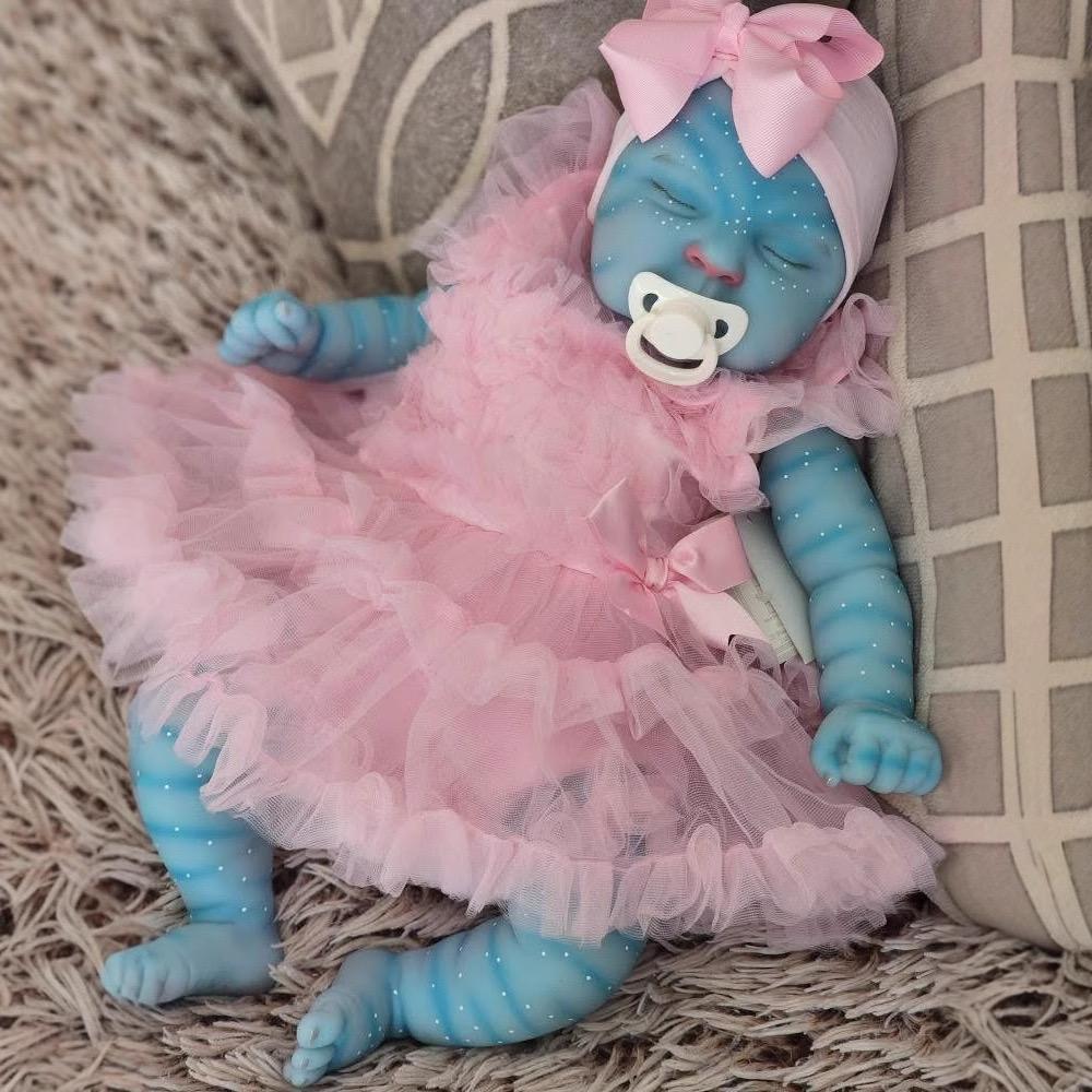 NPK 19inch Peaches Avatar Full Body Vinyl Reborn Baby Doll Handmade Realistic 3D Skin Waterproof Bath Collectible Toy