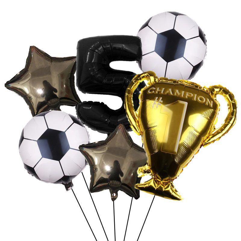 32-inch Digital Football 6-piece Aluminum Film Balloons Set - Birthday Party Gift - World Cup Football Balloons