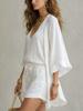 Summer New Loose Cotton Linen Long Sleeve Cardigan Sleeveless Vest Shorts Casual Set