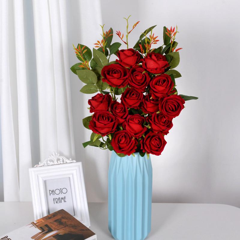 Head Supply 3 Rose Artificial Flower Bouquet For Wedding Photography Decor