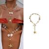 Shell Starfish Necklace Statement Necklace Starfish Pendant Necklace Exaggerated Neck Jewelry for Summer Beach Wear
