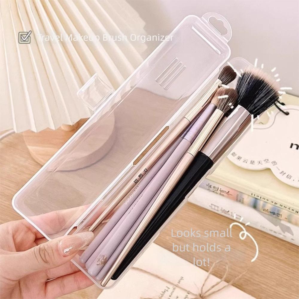 Dustproof Makeup Brush Storage Box Transparent Desktop Cosmetic Storage Container  for Women Girls