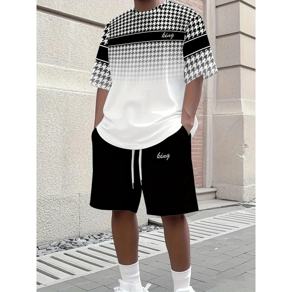 Fashion Men s Sports Suit Casual Loose Short-sleeved Shorts Suit Comfortable Breathable Unisex Sports Clothing S