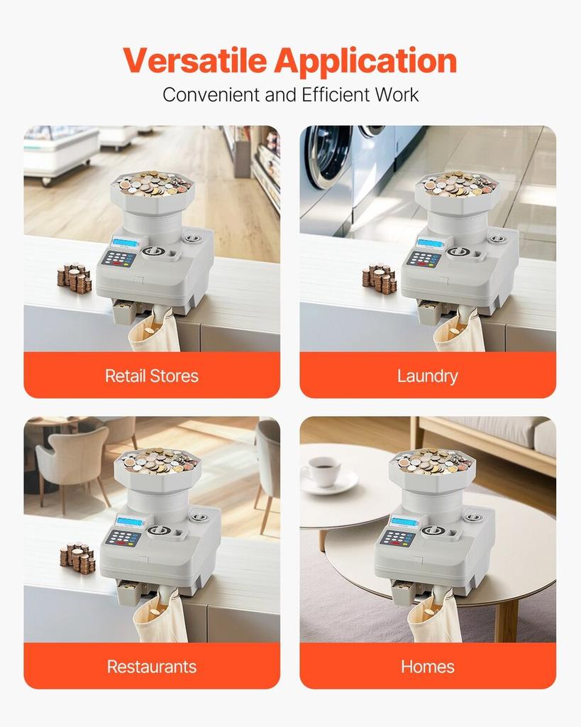 Coin Counter Professional Coin Sorter LED Display Holds up to 11000 Coins