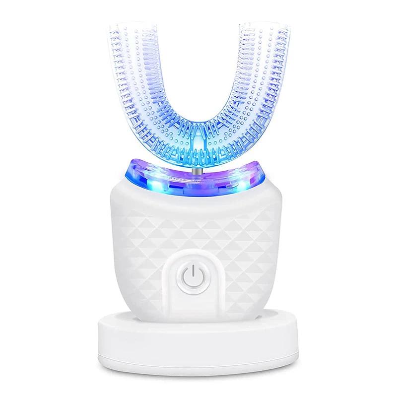 Portable chargeable silicone bristle portable cleaning automatic toothbrush high quality u-shaped electric toothbrush белый