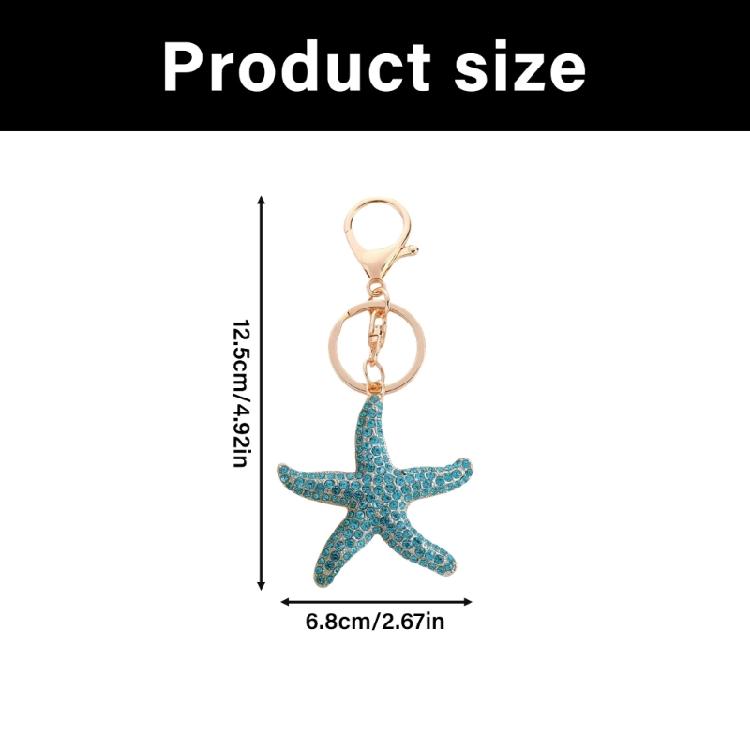Elegant Crystals Embedded Sea Star Keychain Versatile Alloy Accessory for Women