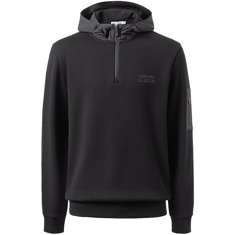 

Giovanni Valentino Men s Fleece-Lined Wool-Blend Half-Zip Hoodie XL