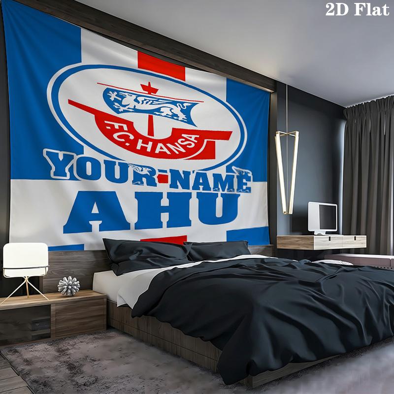 Fc Hansa Rostock Custom Name Wall Tapestry Aesthetic Wall Hanging Printed Fabric Blanket Decorative Tapestries for Bedroom Living Room Home Decor