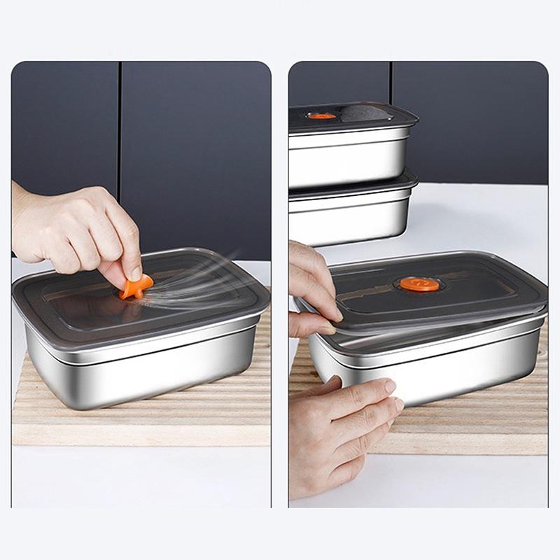 304 Stainless Steel Lunch Box With Lid Sealed Leak-Proof Bento Box Refrigerator Freezer Storage Box Outdoor Camping Lunch Box