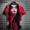 Men T-Shirt Japanese Manga Girl Style Print T-Shirt Fashion Breathable 3D Print